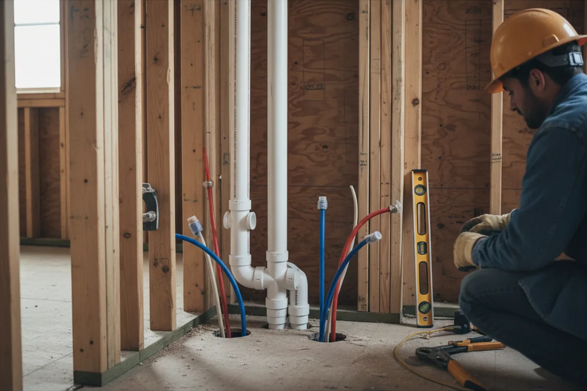 Drain and supply rough-in during Drain Cleaning in White Marsh