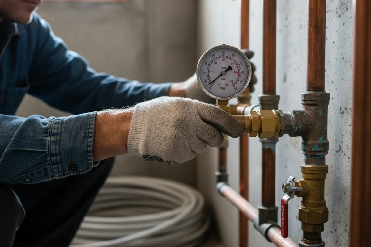 Pressure testing a repaired line during Water Line Repair in White Marsh